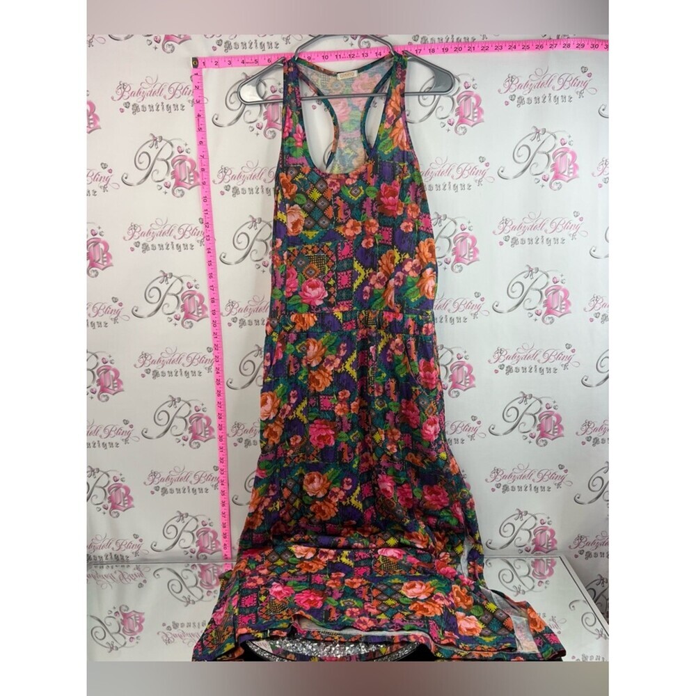 Offrio dress flowers bright Floral Printed Racerback Maxi Dress - Multicolor